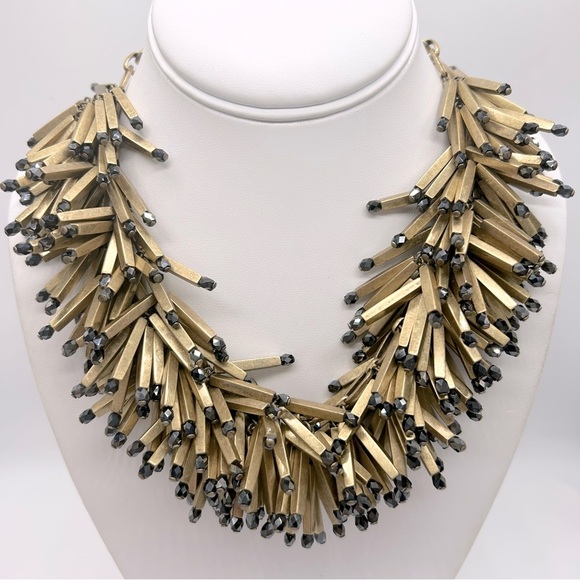 J. Crew Matchstick Black and Gold Necklace - Picture 1 of 4